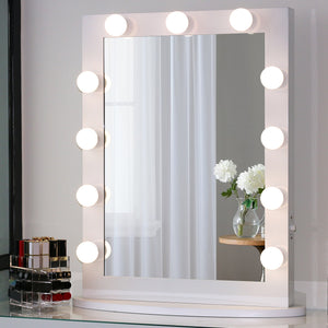 Toyswill Large Vanity Mirror with Lights 23.6" x 31.5" LED Lighted Vanity Mirrors Hollywood Makeup Mirror with Dimmer White Desk or Wall Mounted, Dimmable Bulbs Included